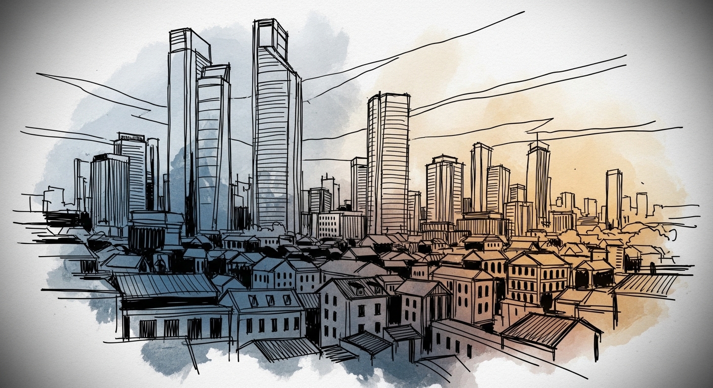 Modern apartment building at night